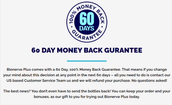 BioNerve Plus 60 days of money back gurantee