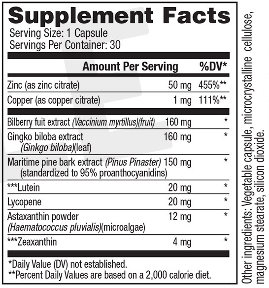 Vision 20 Supplement fact